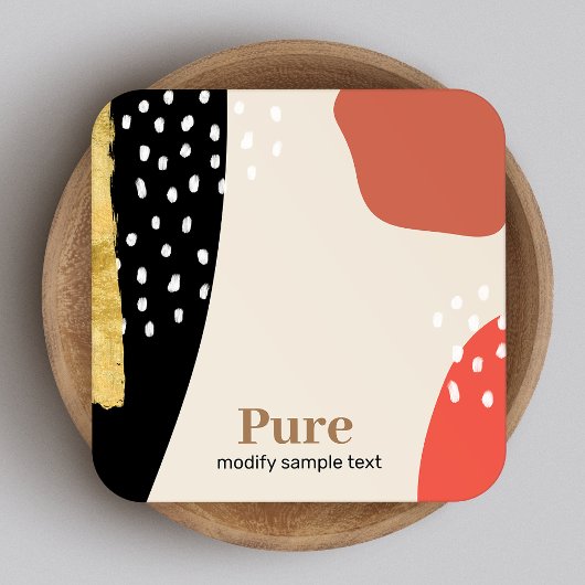 Carte De Visite Carré Brosse Or tendance Formes de peinture d'art Abstra