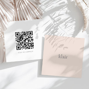 Carte De Visite Carré Brouiller Nom et code QR ultra minimaux