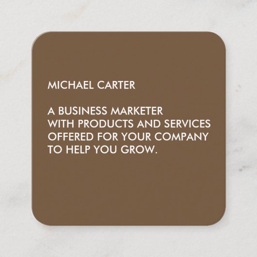 Carte De Visite Carré Brown minimaliste (Devant)