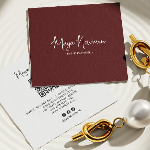 Carte De Visite Carré Brown moderne élégant minimal QR Code professionne