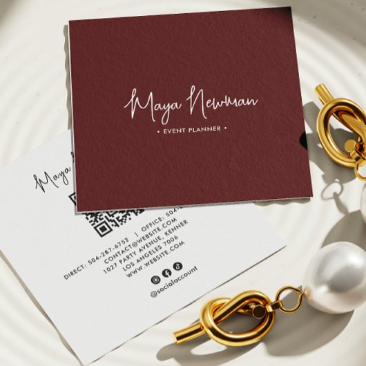 Carte De Visite Carré Brown moderne élégant minimal QR Code professionne