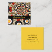 Carte De Visite Carré Brunch Fractal Art Drôle Nourriture, Tomates, Oeuf (Devant / Derrière)