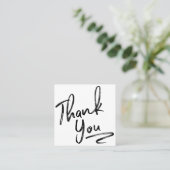 Carte De Visite Carré Brush moderne merci script commander blush rose (Debout devant)