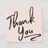 Carte De Visite Carré Brush moderne merci script commander blush rose (Devant)