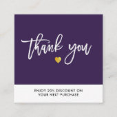 Carte De Visite Carré brush script or chaleureux merci (Devant)