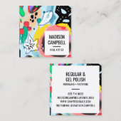 Carte De Visite Carré Brushstrokes art ongles salon d'artiste abstrait f (Devant / Derrière)