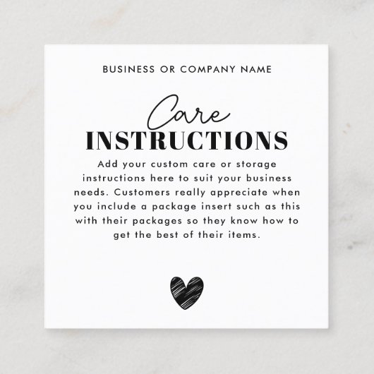 Carte De Visite Carré Budget Merci - Instruction en soins cardiaques (Dos)