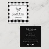 Carte De Visite Carré Buffle noir et blanc plaqué avec coq (Devant / Derrière)