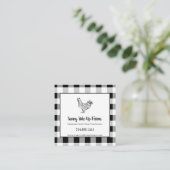 Carte De Visite Carré Buffle noir et blanc plaqué avec coq (Debout devant)