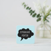 Carte De Visite Carré Bulle de discussion / Noir (Debout devant)