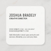 Carte De Visite Carré Bulle de discussion / Noir (Dos)