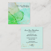 Carte De Visite Carré *~* Bulles de flux Abstraites Mint Vert Jaune Bleu (Devant / Derrière)