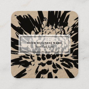 Carte De Visite Carré ©Burning Joy/ Modern Black n White Floral Design