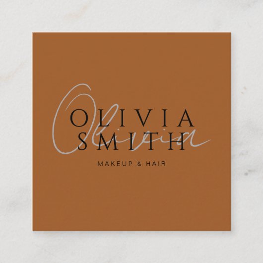 Carte De Visite Carré Burnt Orange Terracotta Boho Chic Moderne (Devant)
