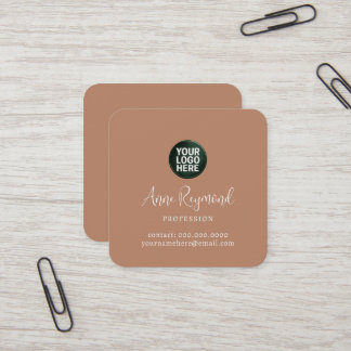 Carte De Visite Carré Business Logo / Script Name terracotta brown