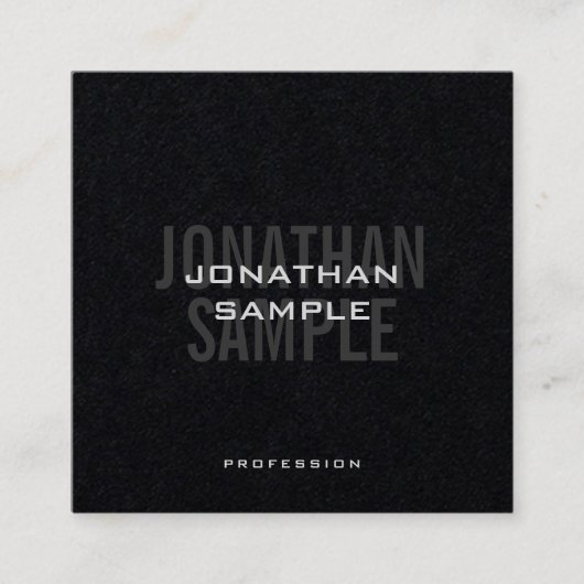 Carte De Visite Carré Business Modern Modèle Premium Noir élégant (Devant)