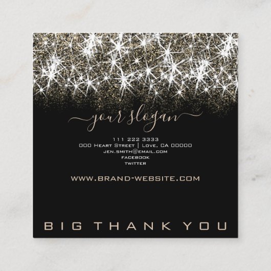 Carte De Visite Carré Business Ouverture Golden Parties scintillant Prof (Dos)