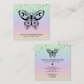 Carte De Visite Carré *~* Butterfly Moth Magic Boho Universe Rainbow (Devant / Derrière)