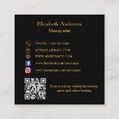 Carte De Visite Carré Butterfly noir or code QR élégant script (Dos)