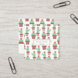 Carte De Visite Carré Cactus Succulent Cactus Motif Garden Floriste 