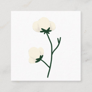 Carte De Visite Carré Cadeau botanique de branche de coton blanc rustiqu