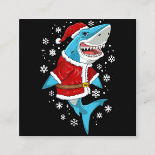 Carte De Visite Carré Cadeau de Noël de requin Père Noël Cadeaux