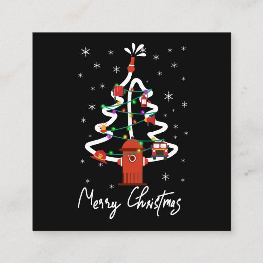 Carte De Visite Carré Cadeau de pompier| Joyeux pompier de Noël (Devant)