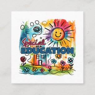Carte De Visite Carré Cadeau pour Enseignant Éducation Spéciale