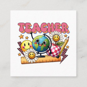 Carte De Visite Carré Cadeau pour Enseignant   Enseignant Floral