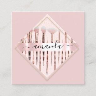 Carte De Visite Carré Cadeau professionnel Artiste Logo Pinceaux Rose