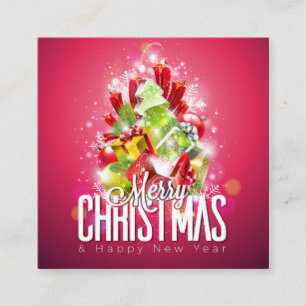 Carte De Visite Carré Cadeaux et Arbre de Noël modernes enrobés - Festiv