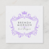 Carte De Visite Carré Cadre Couronne violette (Devant)