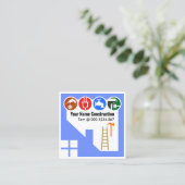 Carte De Visite Carré Cadre de bâtiment Blue Home Handyman (Debout devant)