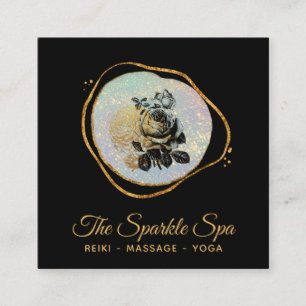 Carte De Visite Carré *~* Cadre de Parties scintillant Gold Rose Floral 