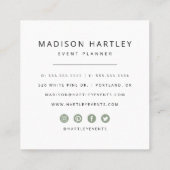 Carte De Visite Carré Cadre Décoratif Vert & Blanc Moderne (Dos)