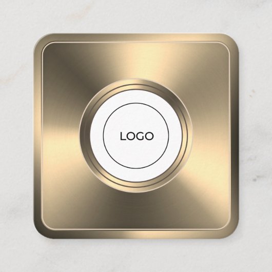 Carte De Visite Carré Cadre doré futuriste moderne avec logo (Devant)