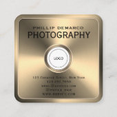 Carte De Visite Carré Cadre doré futuriste moderne avec logo (Dos)