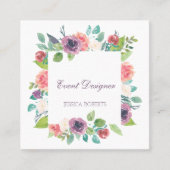 Carte De Visite Carré Cadre floral coloré (Devant)