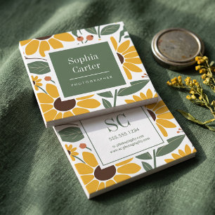 Carte De Visite Carré Cadre floral de tournesol