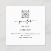 Carte De Visite Carré Cadre Floral Or Logo QRCode Noir Blanc (Dos)