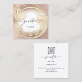 Carte De Visite Carré Cadre Floral Or QRCode Logo Rose Blanc (Devant / Derrière)