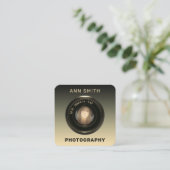 Carte De Visite Carré Cadre photo de la lentille de caméra  (Debout devant)