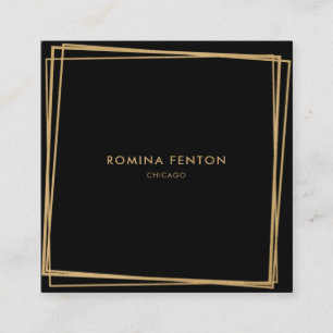 Carte De Visite Carré Cadres Abstraits Gold Foil Moderne Professionnel