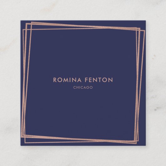 Carte De Visite Carré Cadres Abstraits Rose Gold Foil Moderne Profession (Devant)