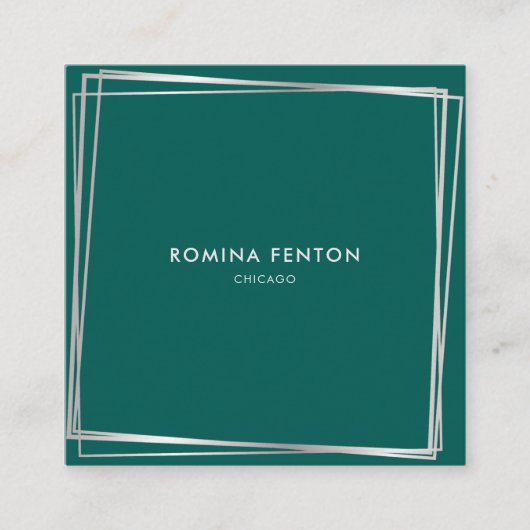 Carte De Visite Carré Cadres argentés Abstraits Moderne Professionnel (Devant)