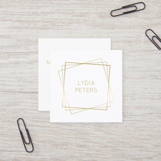 Carte De Visite Carré Cadres d'or (Devant/Arrière en situation)