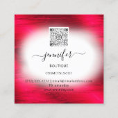 Carte De Visite Carré Cadres Floral Rouge Blanc Or QRCode Logo (Dos)