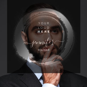 Carte De Visite Carré Cadres noir blanc personnalisé QR LOGO SHOP