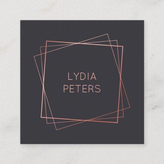 Carte De Visite Carré Cadres roses d'or (Devant)