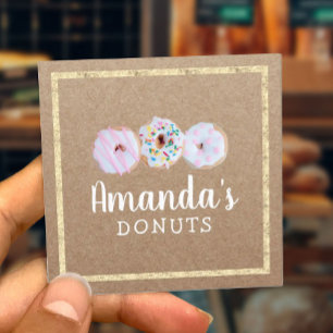 Carte De Visite Carré Café fait main Papier d'emballage rustique de